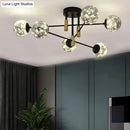 GobekUsa Starry Nordic Ball Semi Flush Light Fixture in Black, Smoke Glass - Ideal for Living Room Ceiling - Stylish Ceiling Lamp