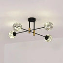 GobekUsa Starry Nordic Ball Semi Flush Light Fixture in Black, Smoke Glass - Ideal for Living Room Ceiling - Stylish Ceiling Lamp