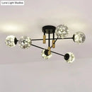 GobekUsa Starry Nordic Ball Semi Flush Light Fixture in Black, Smoke Glass - Ideal for Living Room Ceiling - Stylish Ceiling Lamp