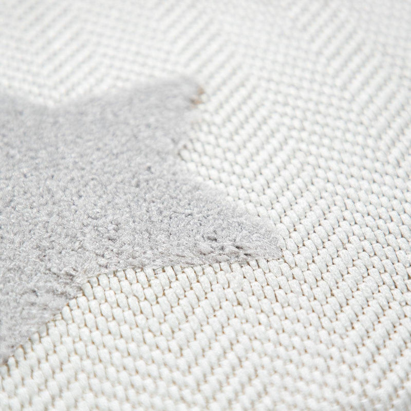 Stars Kids Rug Modern Low-Pile Play Mat Pastel Colored Stars in Cream