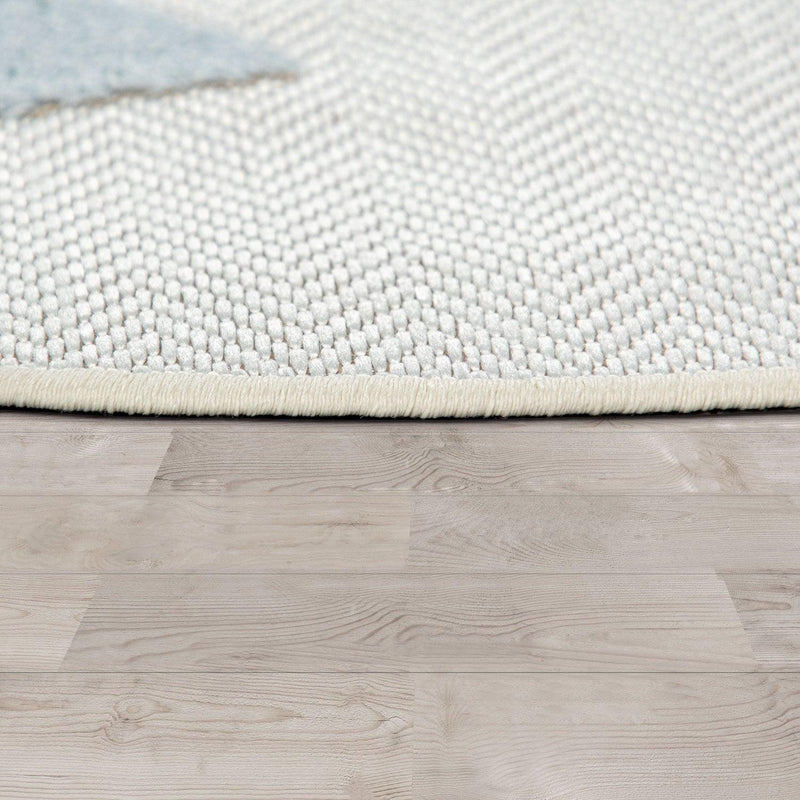 Stars Kids Rug Modern Low-Pile Play Mat Pastel Colored Stars in Cream