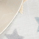 Stars Kids Rug Modern Low-Pile Play Mat Pastel Colored Stars in Cream
