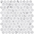 Statuario Honed Hexagon Glass Mosaics 11 3/4x11 1/2