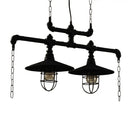 GobekUsa Steampunk Black Iron Hanging Light Fixture with Cage and Chain Deco