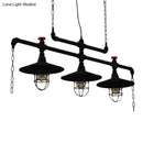 GobekUsa Steampunk Black Iron Hanging Light Fixture with Cage and Chain Deco