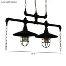 GobekUsa Steampunk Black Iron Hanging Light Fixture with Cage and Chain Deco