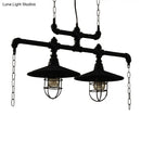GobekUsa Steampunk Black Iron Hanging Light Fixture with Cage and Chain Deco