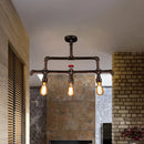 GobekUsa Steampunk Bronze 3-Light Linear Pendant with Pipe and Valve Decoration for Island Lighting