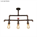 GobekUsa Steampunk Bronze 3-Light Linear Pendant with Pipe and Valve Decoration for Island Lighting