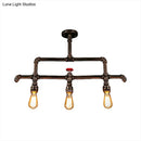 GobekUsa Steampunk Bronze 3-Light Linear Pendant with Pipe and Valve Decoration for Island Lighting