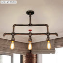 GobekUsa Steampunk Bronze 3-Light Linear Pendant with Pipe and Valve Decoration for Island Lighting