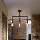 GobekUsa Steampunk Bronze 3-Light Linear Pendant with Pipe and Valve Decoration for Island Lighting