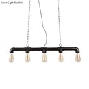 GobekUsa Steampunk Island Pendant with 5 Lights - Industrial Style Ceiling Light for Dining Room in Black/Bronze/Copper