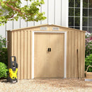 Weather Resistant Galvanized Steel Shed with Tilted Roof for Backyard Garden Patio Lawn-Natural by LJGDeals
