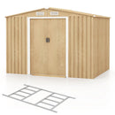 Weather Resistant Galvanized Steel Shed with Tilted Roof for Backyard Garden Patio Lawn-Natural by LJGDeals