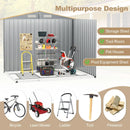 Weather Resistant Galvanized Steel Shed with Tilted Roof for Backyard Garden Patio Lawn-Natural by LJGDeals