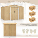 Weather Resistant Galvanized Steel Shed with Tilted Roof for Backyard Garden Patio Lawn-Natural by LJGDeals