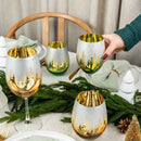 Gold Pine Tree Wine Glasses by Jersey Art Glass
