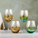 Gold Pine Tree Wine Glasses by Jersey Art Glass