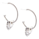 Sterling Silver Engraved Heart Hoop Earrings