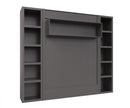 Easy-Lift Full Murphy Wall Bed in Dark Grey with Two Bookshelves