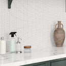 White 12x12 Polished Brick Marble Mosaic Tile (5 pack, 4.875 sq ft/case) - Sample