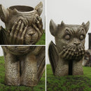 Stone gargoyle resin vase sculpture garden succulent planter set by Decorbites