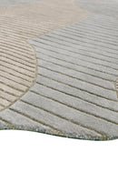 Stone Modern Ripple Beige And Gray Hand Tufted 5x7 Wool Rug