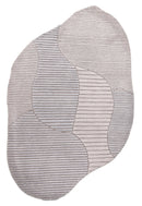 Stone Modern Ripple Lines Gray and Lilac Hand Tufted 5x7 Wool Rug
