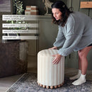 Striped Upholstered Stool Ottoman by Decor Steals