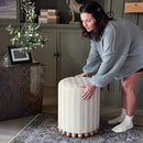 Striped Upholstered Stool Ottoman by Decor Steals