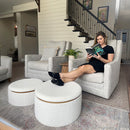 Stowaway Chic Boucle Ottomans, Set of Two by Decor Steals