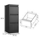 Metal 3 Drawer File Cabinet With Lock For Office Storage