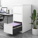 Metal 3 Drawer File Cabinet With Lock For Office Storage