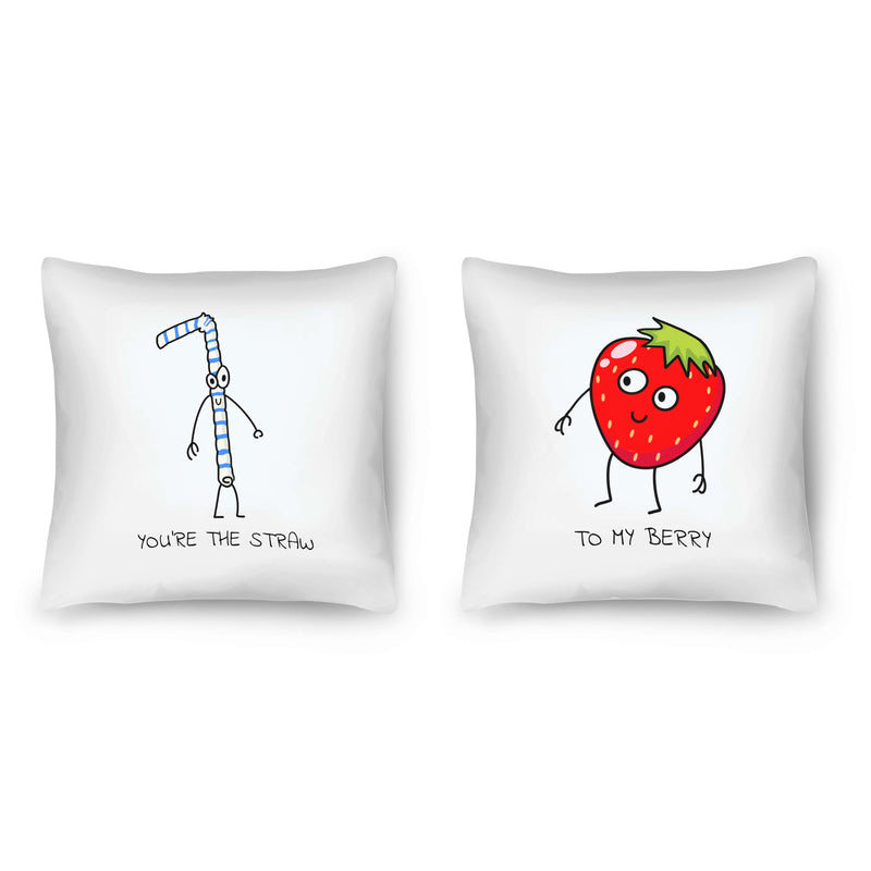 Straw to My Berry Cushion