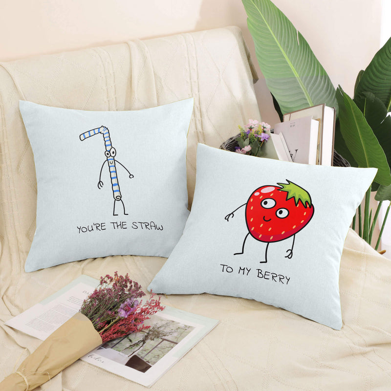 Straw to My Berry Cushion