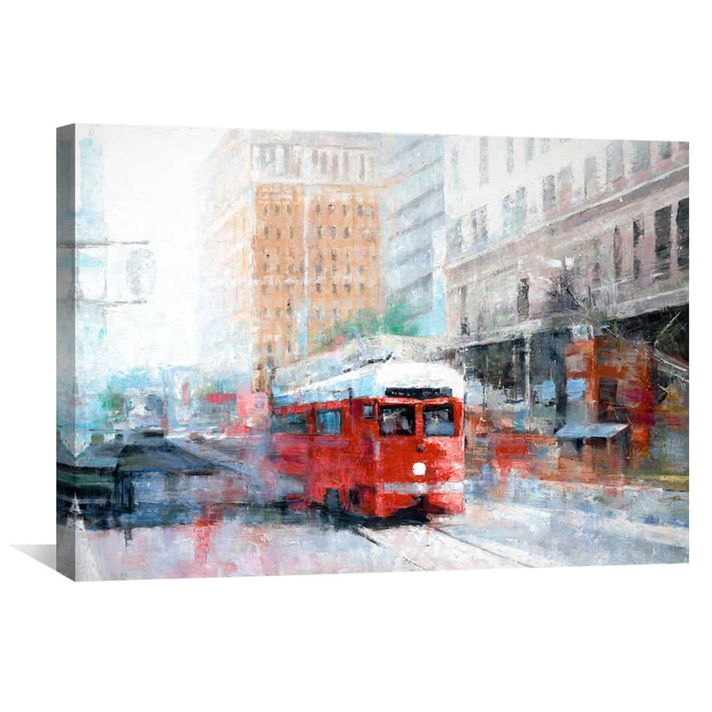 Street Car Days Oil Painting