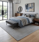 Ivory Beige Gray Striped Blended Wool Area Rug 8x10 - Scandinavian Hand Woven Flatwoven