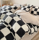 GobekUsa Grid Printed Cotton Fitted Sheet Set - Double-Sided Mix Color Quilt Cover