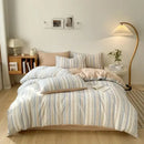 GobekUsa Grid Printed Cotton Fitted Sheet Set - Double-Sided Mix Color Quilt Cover