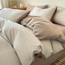 GobekUsa Grid Printed Cotton Fitted Sheet Set - Double-Sided Mix Color Quilt Cover