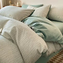 GobekUsa Grid Printed Cotton Fitted Sheet Set - Double-Sided Mix Color Quilt Cover