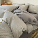 GobekUsa Grid Printed Cotton Fitted Sheet Set - Double-Sided Mix Color Quilt Cover