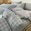 GobekUsa Grid Printed Cotton Fitted Sheet Set - Double-Sided Mix Color Quilt Cover