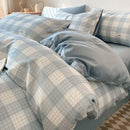 GobekUsa Grid Printed Cotton Fitted Sheet Set - Double-Sided Mix Color Quilt Cover