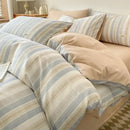 GobekUsa Grid Printed Cotton Fitted Sheet Set - Double-Sided Mix Color Quilt Cover
