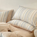 GobekUsa Grid Printed Cotton Fitted Sheet Set - Double-Sided Mix Color Quilt Cover