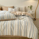 GobekUsa Grid Printed Cotton Fitted Sheet Set - Double-Sided Mix Color Quilt Cover