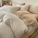 GobekUsa Grid Printed Cotton Fitted Sheet Set - Double-Sided Mix Color Quilt Cover