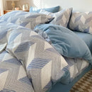 GobekUsa Grid Printed Cotton Fitted Sheet Set - Double-Sided Mix Color Quilt Cover